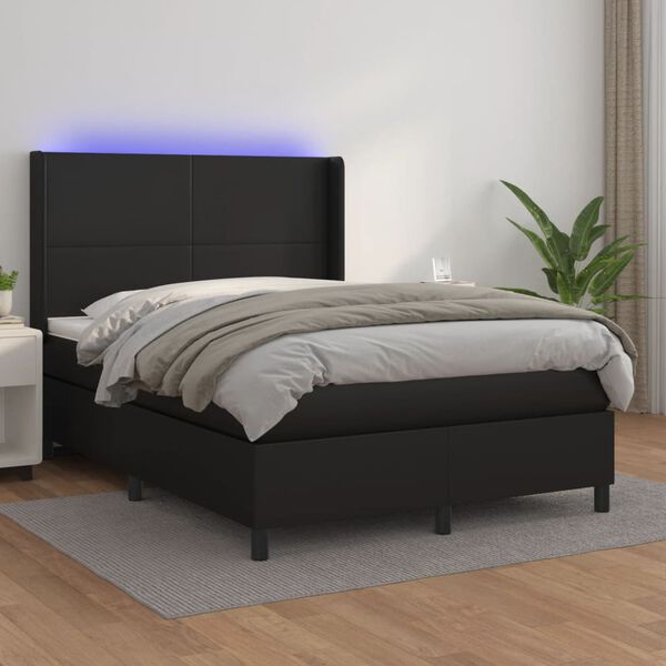 vidaXL &Kappa;&rho;&epsilon;&beta;ά&tau;&iota; Boxspring &mu;&epsilon; &Sigma;&tau;&rho;ώ&mu;&alpha; & LED &Mu;&alpha;ύ&rho;&omicron; 140x190 &epsilon;&kappa;. &Sigma;&upsilon;&nu;&theta;. &Delta;έ&rho;&mu;&alpha;