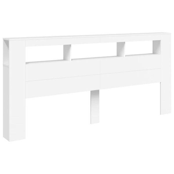 vidaXL Κεφαλάρι Κρεβατιού με LED Λευκό 220x18,5x103,5 εκ Επεξεργ. Ξύλο