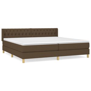 vidaXL Κρεβάτι Boxspring με Στρώμα Σκούρο Καφέ 200x200 εκ. Υφασμάτινο