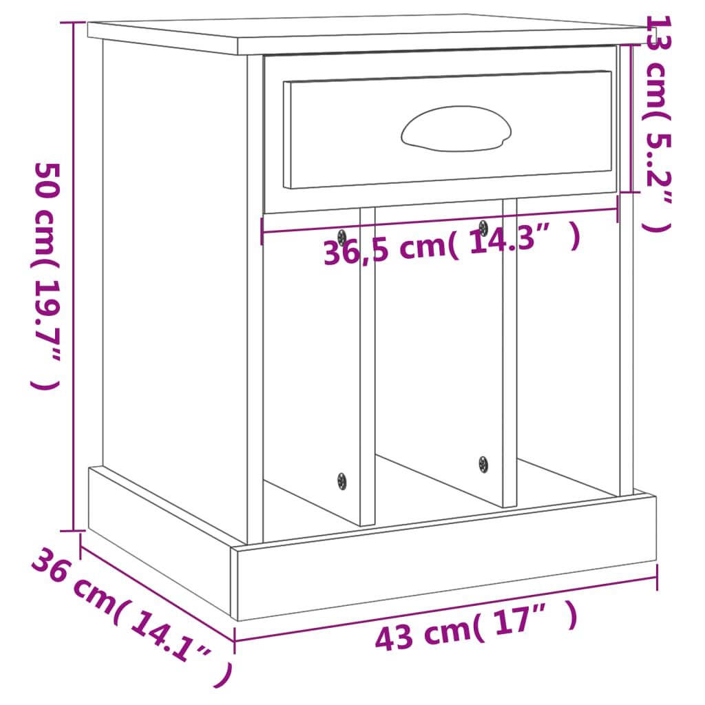 vidaXL Κομοδίνο Γυαλιστερό Λευκό 43 x 36 x 50 εκ.