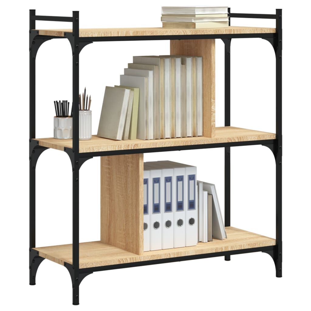vidaXL Βιβλιοθήκη 3 Επιπέδων Sonoma Δρυς 76 x 32 x 88 εκ. Επεξ. Ξύλο