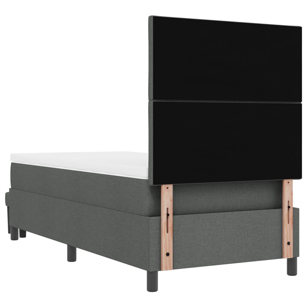 vidaXL Κρεβάτι Box Spring με Στρώμα & Πάγκο Σκούρο Γκρι 90x190 εκ Ύφασμα