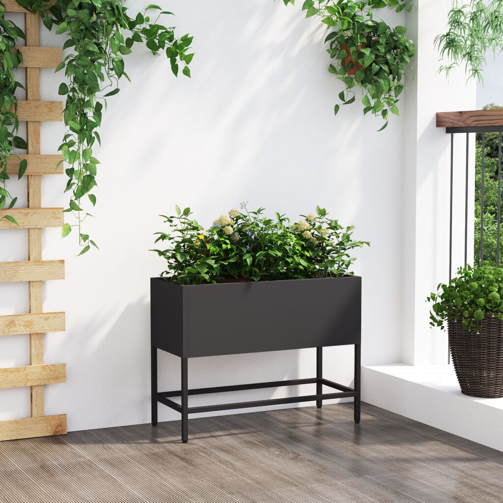 vidaXL Ανανεώσιμος Κήπος Υψηλής Διέλευσης 60x26x45 εκ Μαύρο Ατσάλι