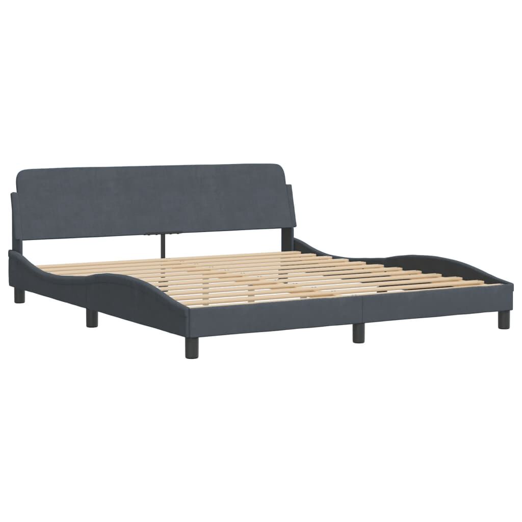 vidaXL Κρεβάτι με Στρώμα Σκούρο Γκρι 180x200 εκ. Βελούδινο