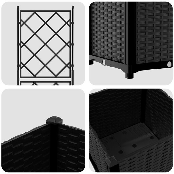 vidaXL Γλάστρα Κήπου με Πλέγμα Μαύρη 40x40x143 εκ