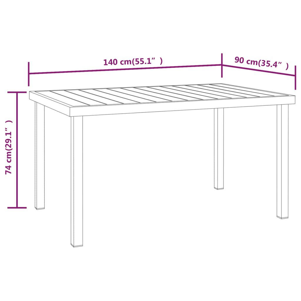 vidaXL Τραπέζι Κήπου Μαύρο 140 x 90 x 74 εκ. από Αλουμίνιο και WPC