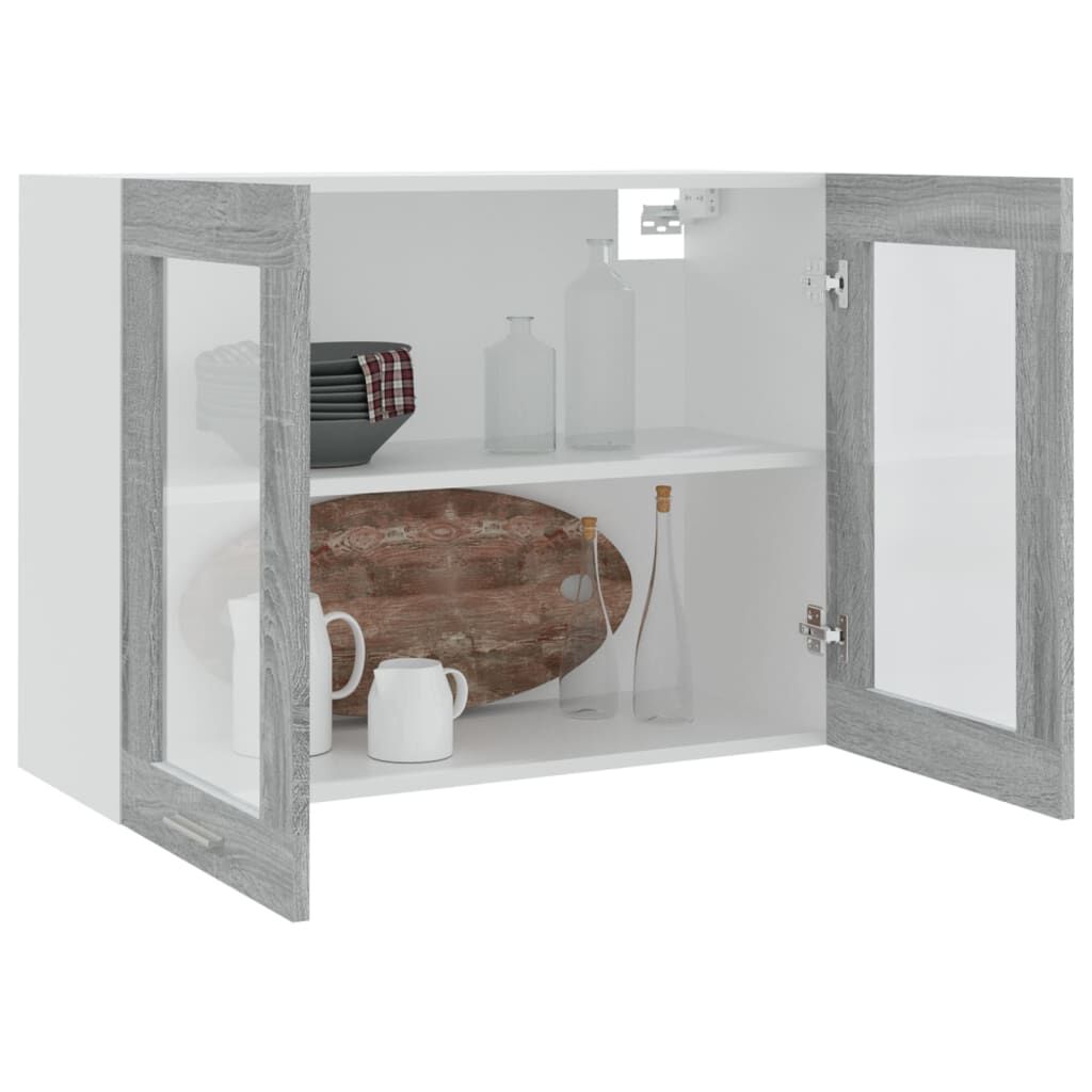 vidaXL Κρεμαστό Ντουλάπι Γυάλινο Lyon Γκρι Sonoma 80x31x60εκ.