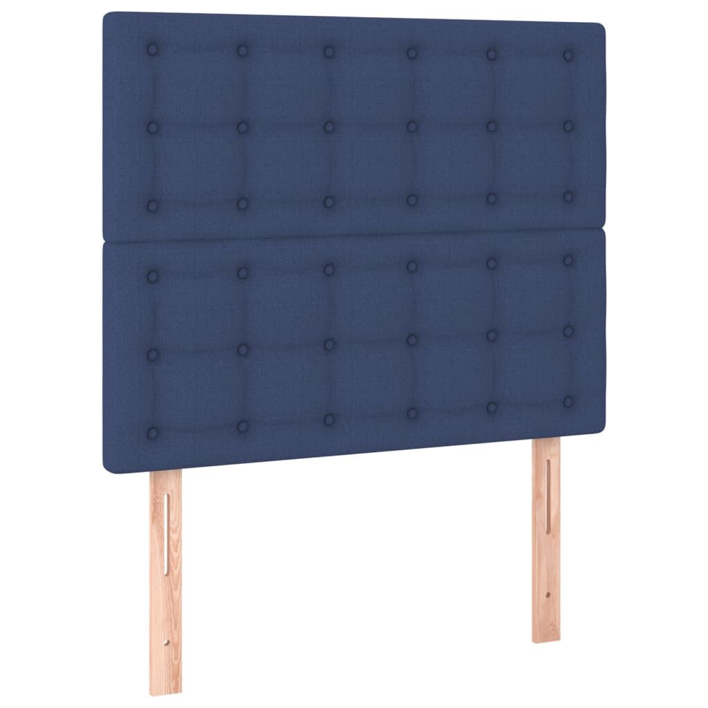 vidaXL Κρεβάτι Boxspring με Στρώμα & LED Μπλε 90x190 εκ. Υφασμάτινο