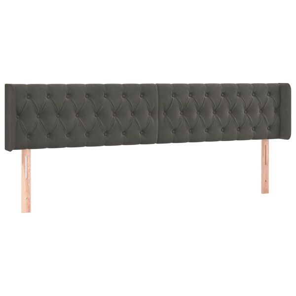 vidaXL Κεφαλάρι Κρεβατιού LED Σκούρο Γκρι 183x16x78/88 εκ. Βελούδινο