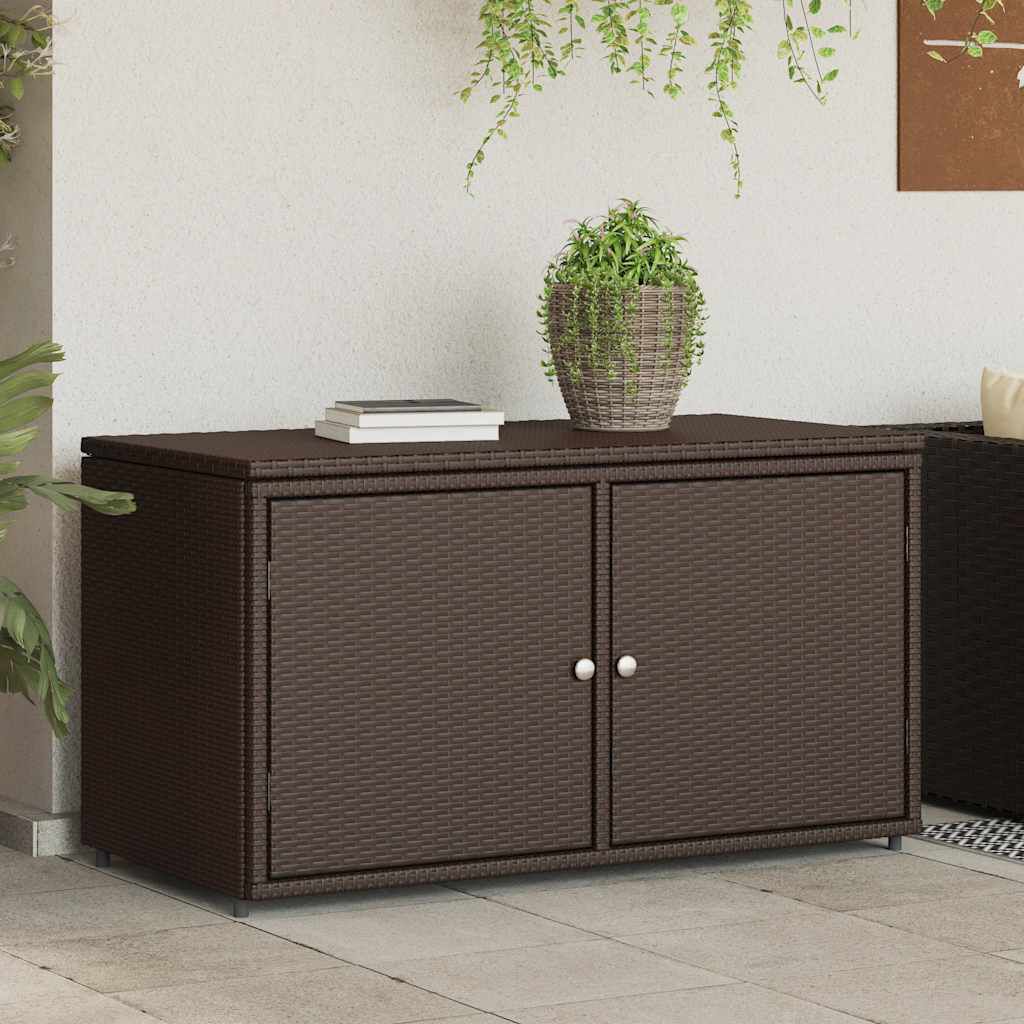 vidaXL Ντουλάπι Αποθήκευσης Κήπου Καφέ 110x55x60,5 εκ. Συνθετικό Ρατάν