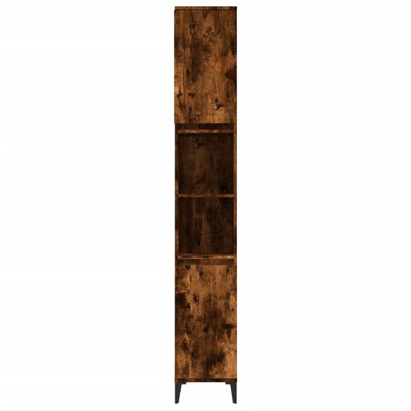 vidaXL Ντουλάπι Μπάνιου Καπνιστή Δρυς 30x30x190 εκ. Επεξεργασμένο Ξύλο