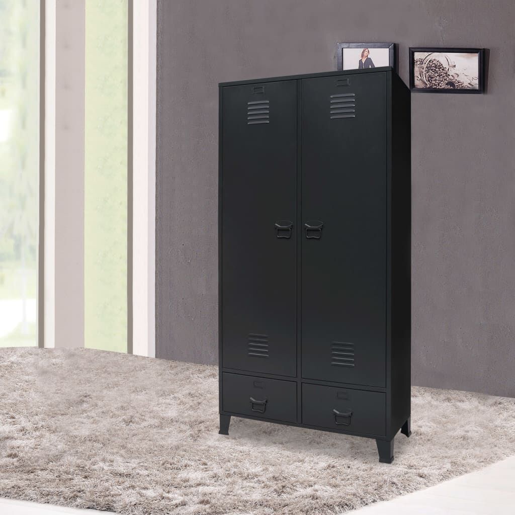 vidaXL Ντουλάπα με Βιομηχανικό Στιλ Μαύρη 90 x 40 x 180 εκ. Μεταλλική