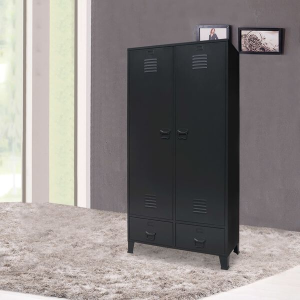 vidaXL Ντουλάπα με Βιομηχανικό Στιλ Μαύρη 90 x 40 x 180 εκ. Μεταλλική