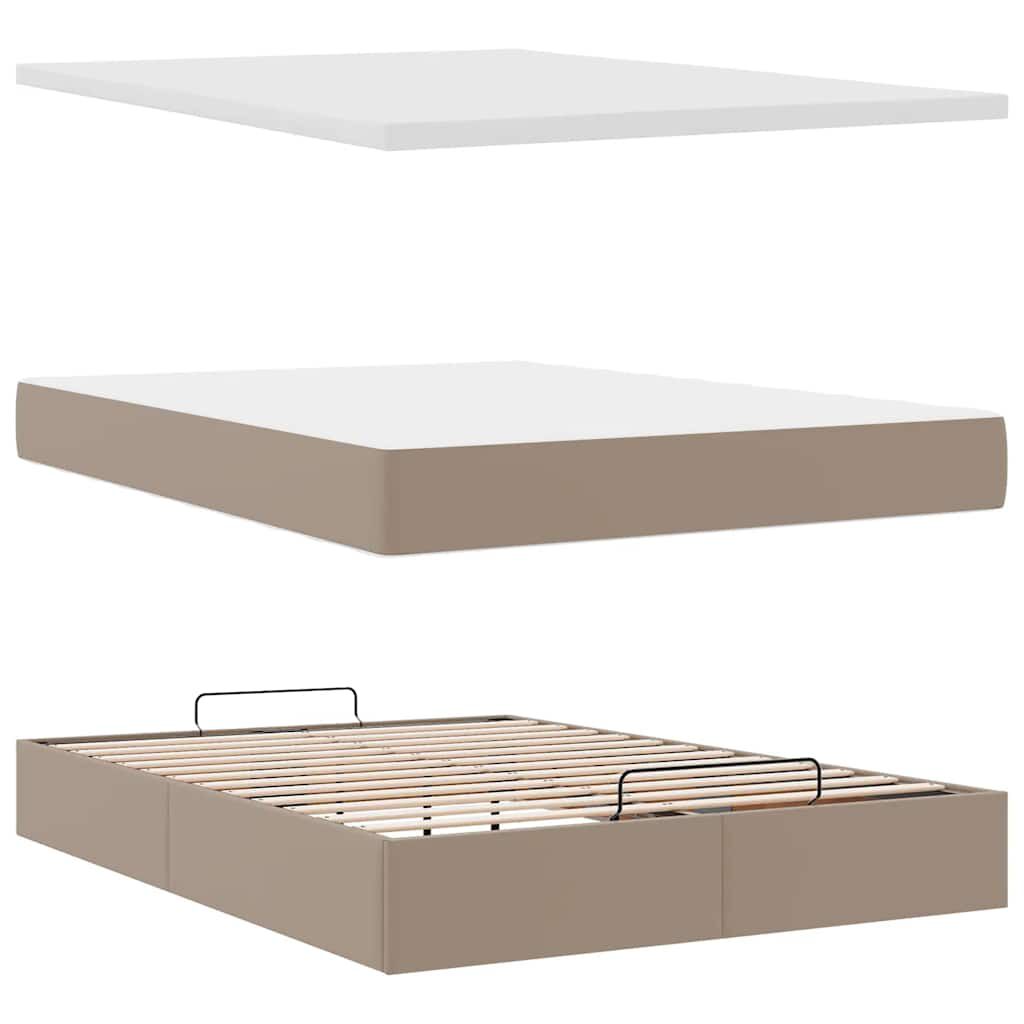 vidaXL Οθωμανικό κρεβάτι με στρώμα Cappucino 140x190cm Faux Leather