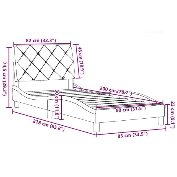 vidaXL Σκελετός Κρεβατιού Χωρίς Στρώμα Μαύρο 80x200 εκ. Υφασμάτινο