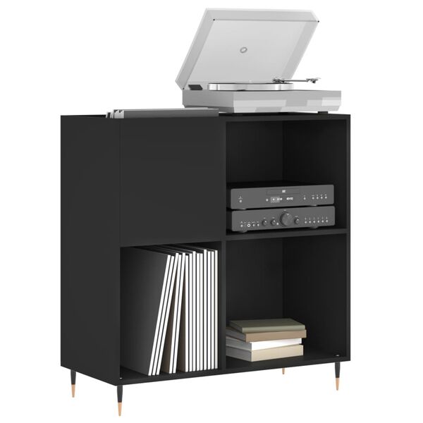 vidaXL Δισκοθήκη Μαύρη 84,5 x 38 x 89 εκ. από Επεξεργασμένο Ξύλο