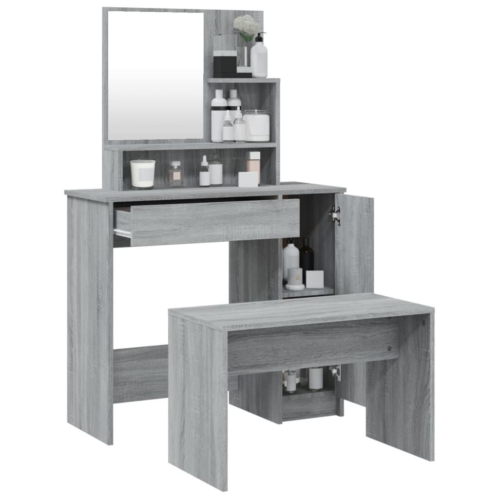 vidaXL Μπουντουάρ Σετ Γκρι Sonoma 86,5x35x136 εκ.