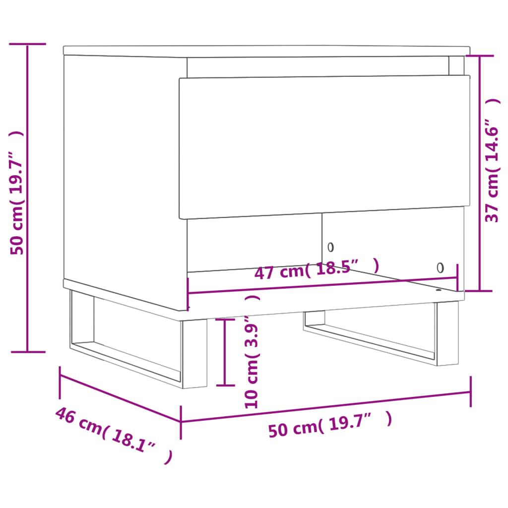 vidaXL Τραπεζάκια Σαλονιού 2 τεμ Γκρι Σκυροδ. 50x46x50 εκ. Επεξ. Ξύλο