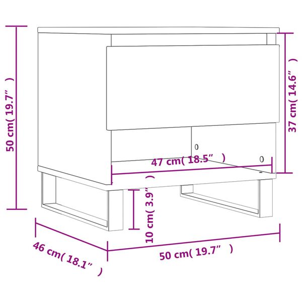 vidaXL Τραπεζάκια Σαλονιού 2 τεμ Γκρι Σκυροδ. 50x46x50 εκ. Επεξ. Ξύλο
