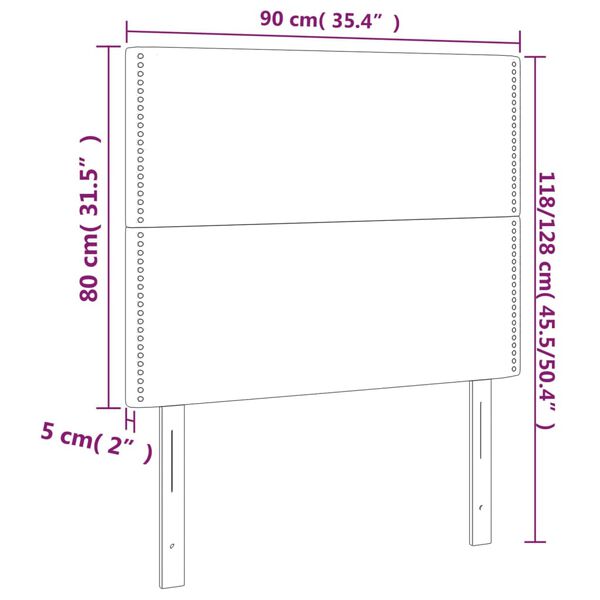 vidaXL Κεφαλάρι Κρεβατιού LED Καπουτσίνο 90x5x118/128 εκ