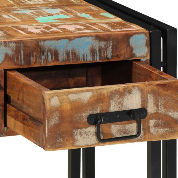 vidaXL Τραπέζι με Συρτάρι Μαύρο 40x40x50 εκ Μασίφ Ανακυκλωμένο Ξύλο