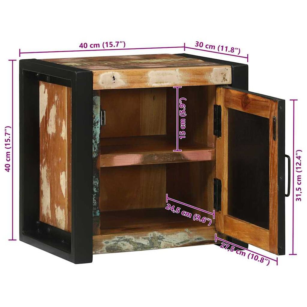 vidaXL Ντουλάπι Μπάνιου Καφέ 40 x 30 x 40 εκ. Μασίφ ανακυκλωμένο ξύλο
