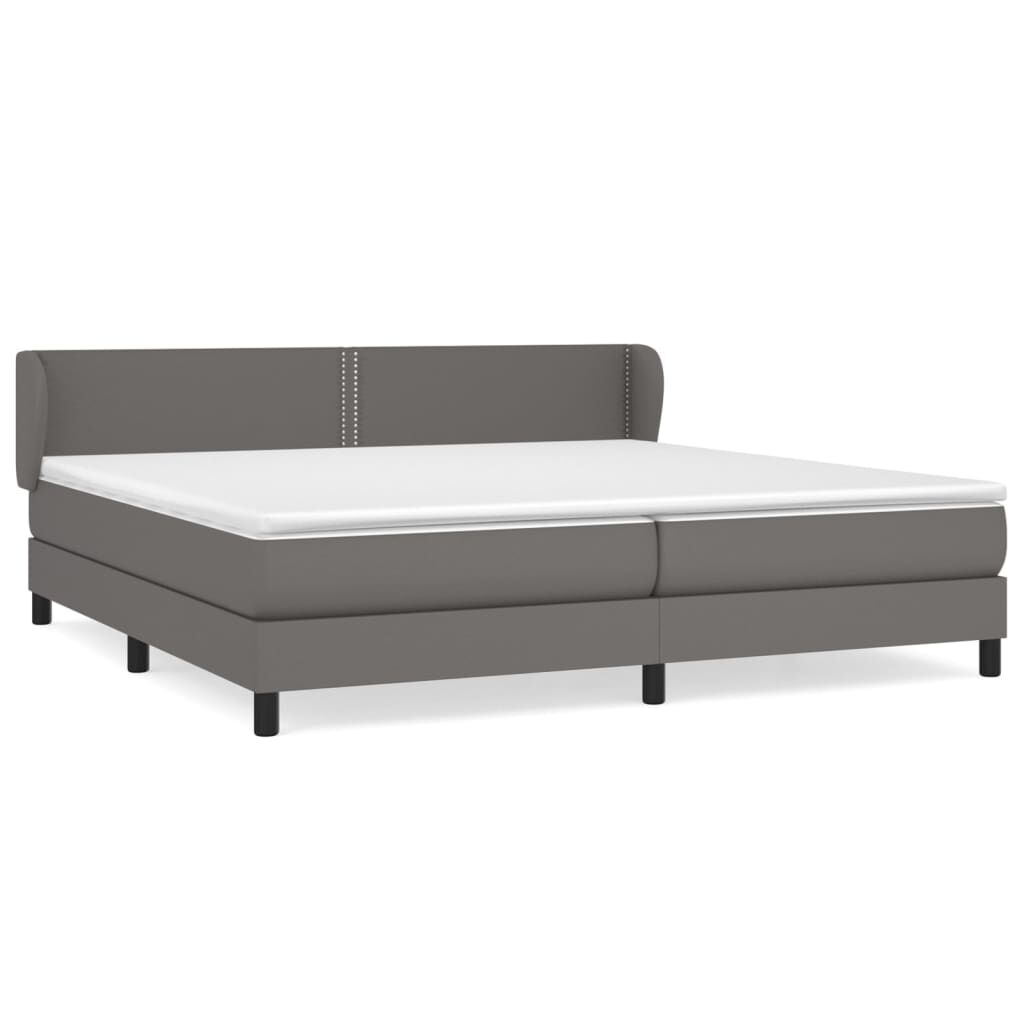vidaXL Κρεβάτι Boxspring με Στρώμα Γκρι 200x200 εκ. Συνθετικό Δέρμα