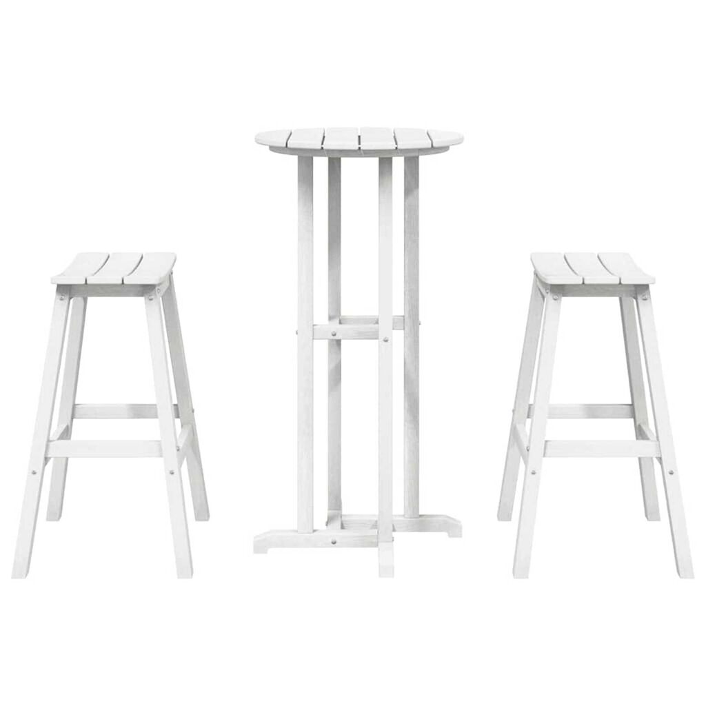 vidaXL Σετ Μπαρ Κήπου 3 pcs Λευκό HDPE