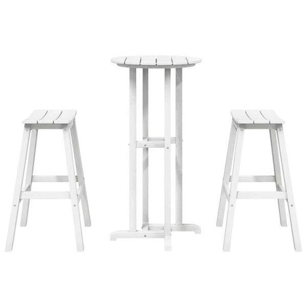 vidaXL Σετ Μπαρ Κήπου 3 pcs Λευκό HDPE