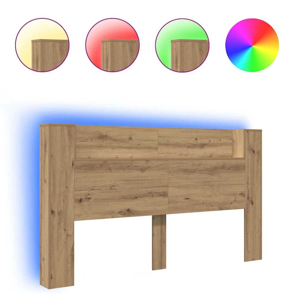vidaXL Κρεβάτι με Κεφαλάρι με ράφι artisan δρυς 180 x 17 x 104.5 εκ