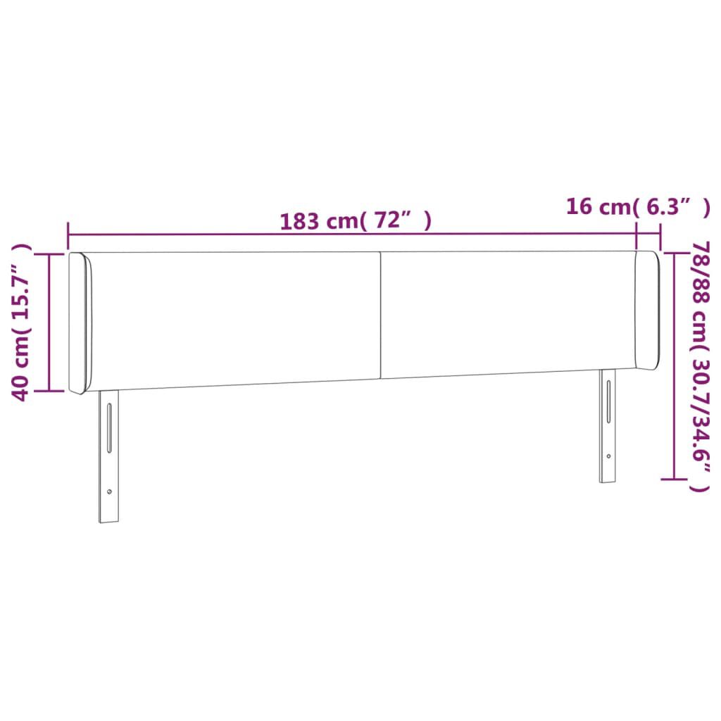 vidaXL Κεφαλάρι Κρεβατιού LED Κρεμ 183x16x78/88 εκ. Υφασμάτινο