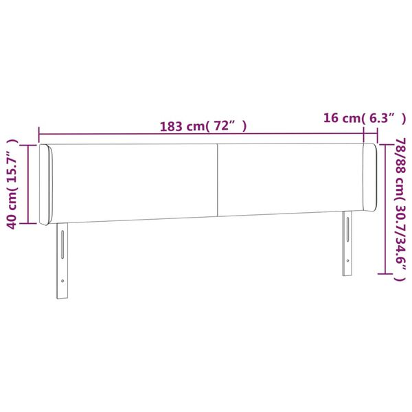 vidaXL Κεφαλάρι Κρεβατιού LED Κρεμ 183x16x78/88 εκ. Υφασμάτινο