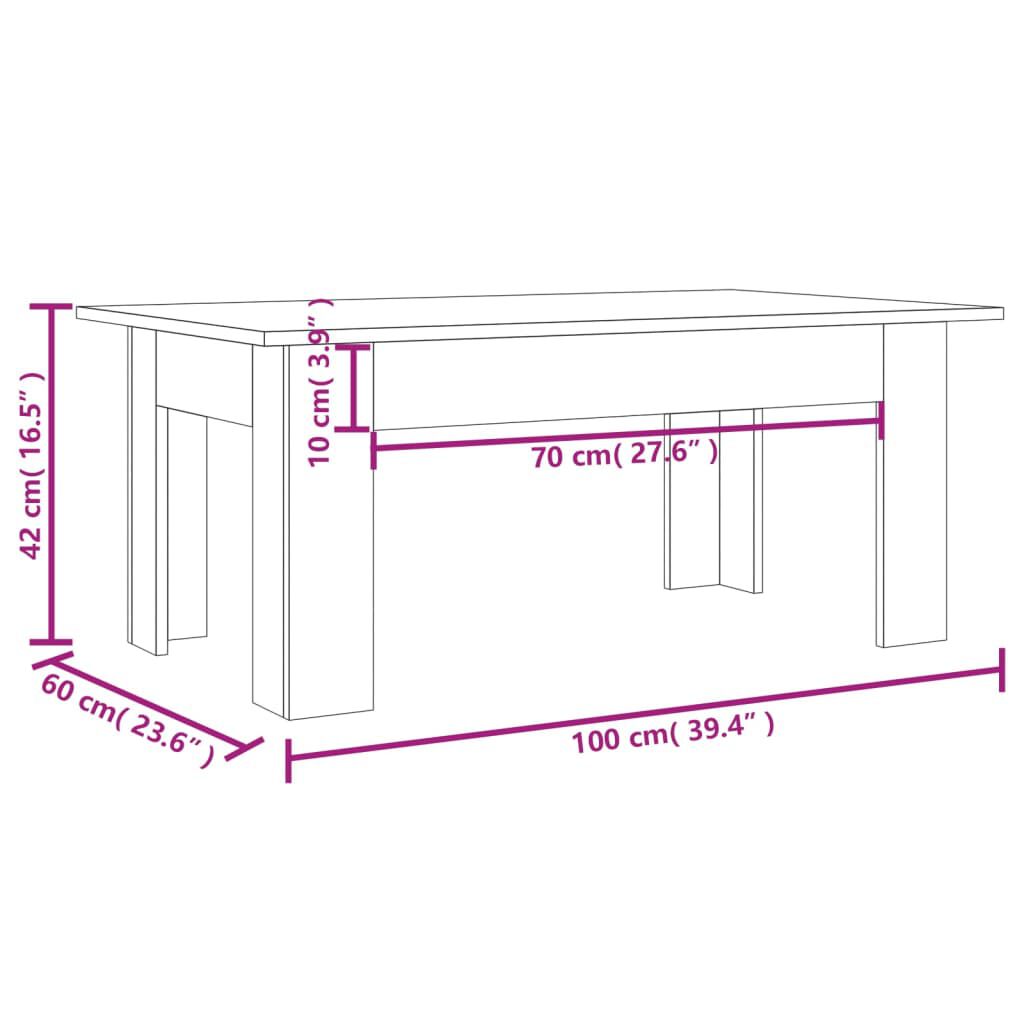 vidaXL Τραπεζάκι Σαλονιού Καπνιστή Δρυς 100x60x42 εκ. Επεξεργασμ. Ξύλο