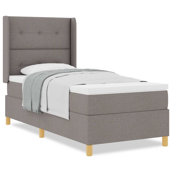 vidaXL Κρεβάτι Box Spring με Στρώμα Ταπέ Ανοιχτό 90x200 εκ. Ύφασμα