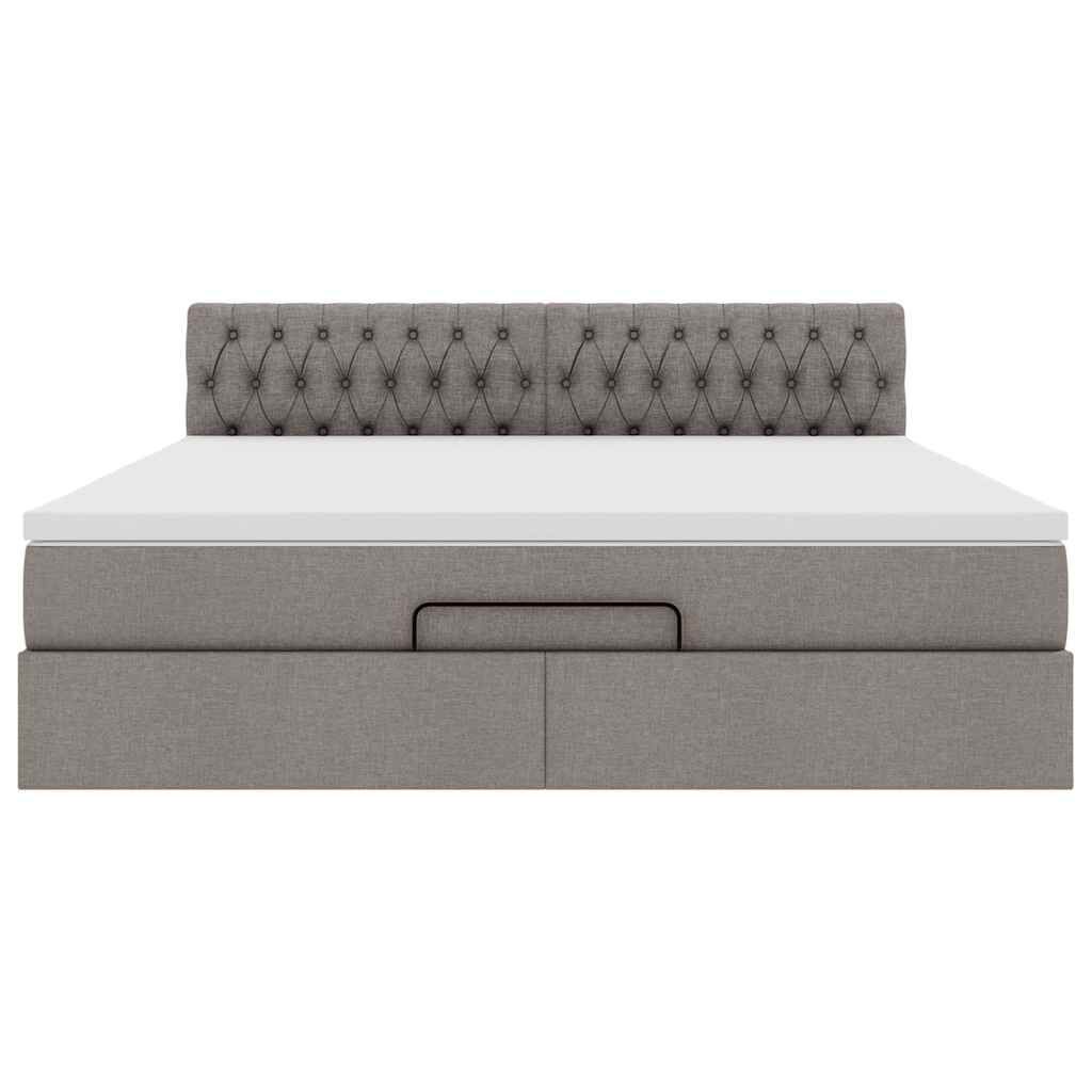 vidaXL Οθωμανικό κρεβάτι με στρώμα & LEDs Taupe 180x200cm ύφασμα