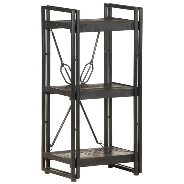 vidaXL Βιβλιοθήκη με 3 Επίπεδα Μαύρη 40x30x80 εκ. Μασίφ Ξύλο Μάνγκο