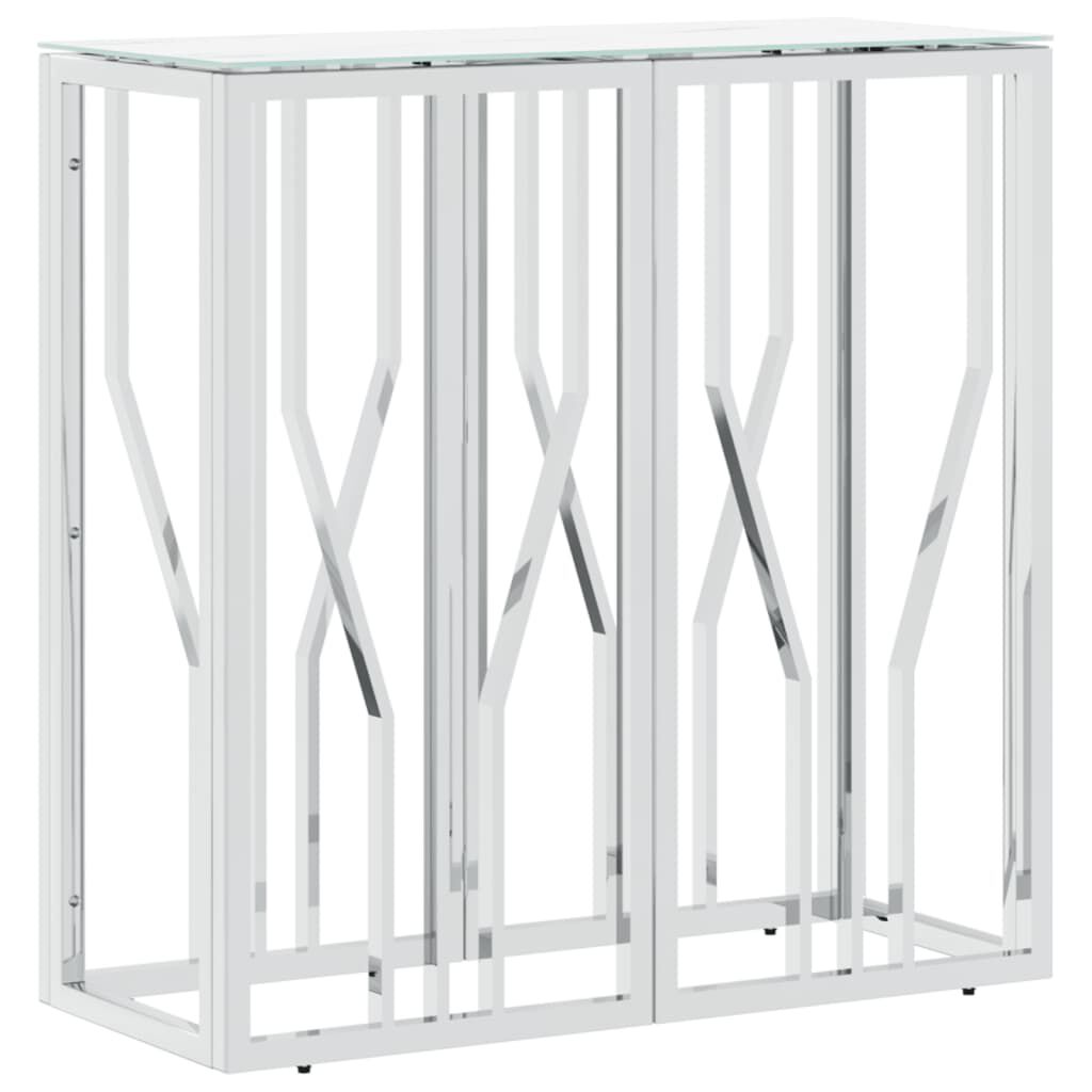 vidaXL Τραπέζι Κονσόλα Ασημί 70x30x70 εκ. Ανοξείδωτο Ατσάλι και Γυαλί