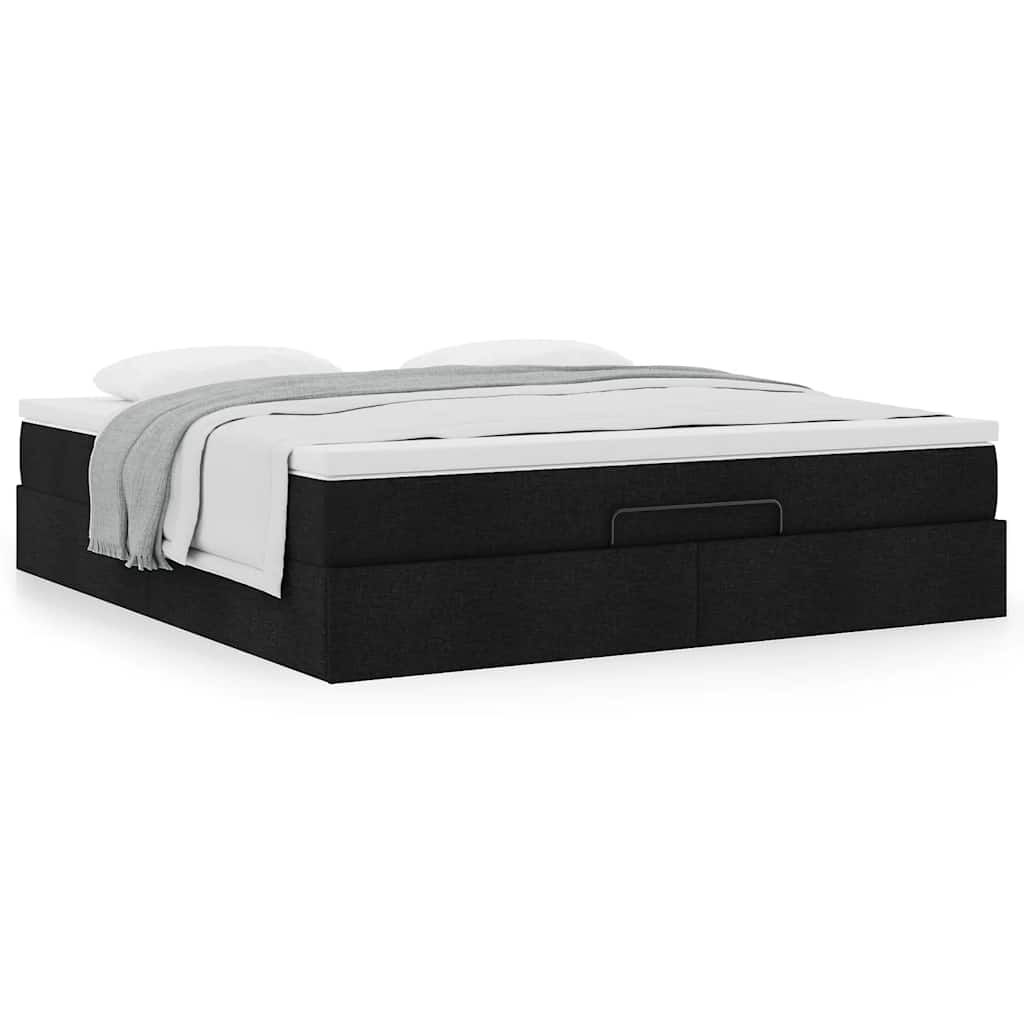 vidaXL Οθωμανικό κρεβάτι με στρώμα Μαύρο 160x200cm Ύφασμα