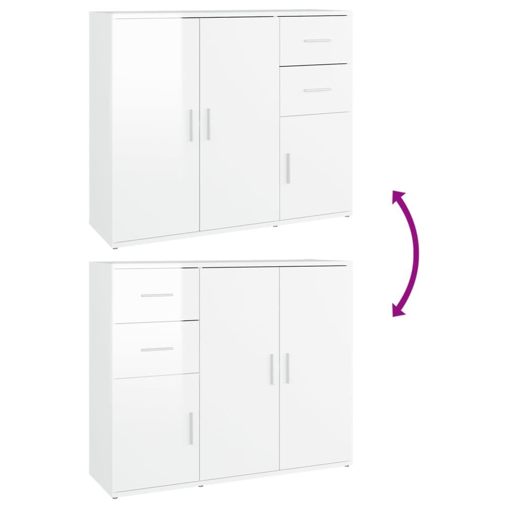 vidaXL Ντουλάπι Γυαλιστερό Λευκό 91 x 29,5 x 75 εκ. Επεξεργασμένο Ξύλο