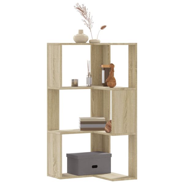 vidaXL Βιβλιοθήκη Γωνιακή 3 Επ. Sonoma Δρυς 50x50x102εκ Επεξ. Ξύλο