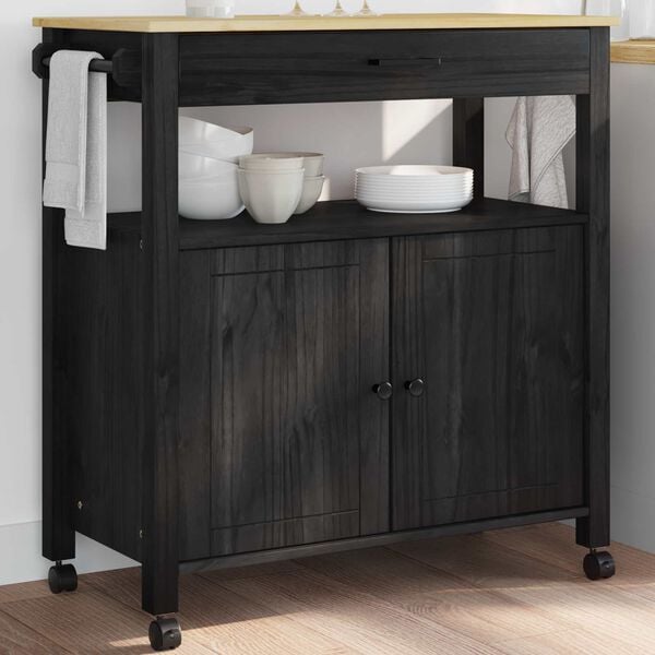 vidaXL Καρότσι Κουζίνας Μονόχρωμο Μαύρο 88,5 x 40 x 48 εκ.