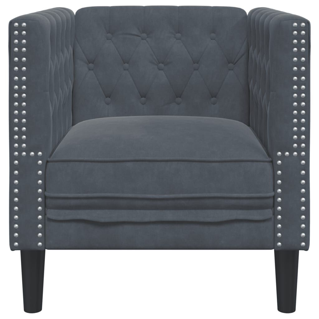 vidaXL Πολυθρόνα Chesterfield Σκούρο Γκρι Βελούδινη