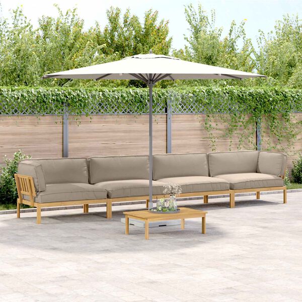 vidaXL &Sigma;&epsilon;&tau; &Kappa;&alpha;&nu;&alpha;&pi;έ &mu;&epsilon; &mu;&alpha;&xi;&iota;&lambda;ά&rho;&iota; 5 pcs Taupe &Sigma;&tau;&epsilon;&rho;&epsilon;ό &Xi;ύ&lambda;&omicron; &Alpha;&kappa;&alpha;&kappa;ί&alpha;&sigmaf;