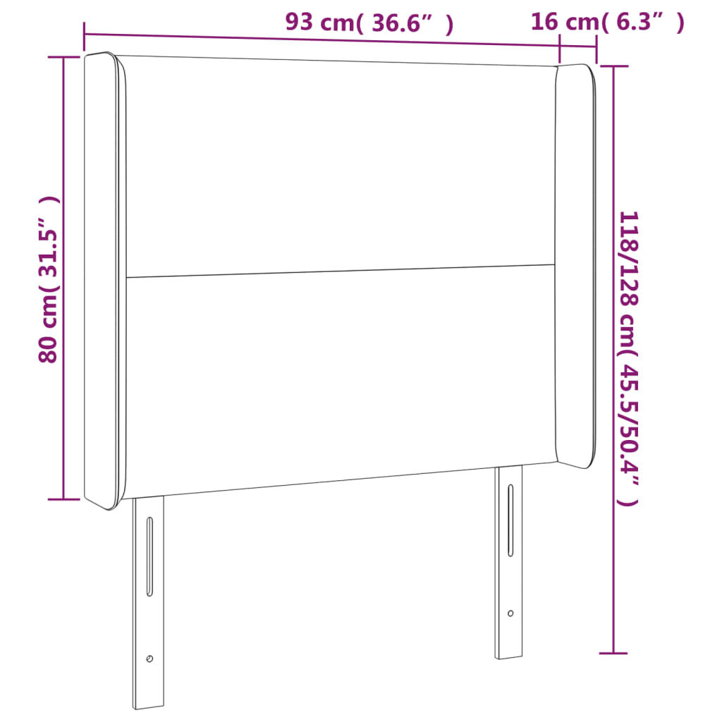 vidaXL Κεφαλάρι με Πτερύγια Μαύρο 93x16x118/128 εκ. Συνθ. Δέρμα