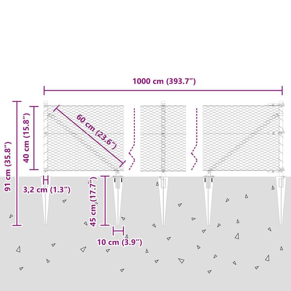 vidaXL Φράχτης Έξιγωνο Πράσινο 0.4x10 μ Χάλυβας