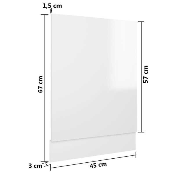 vidaXL Πρόσοψη Πλυντηρίου Πιάτων Lyon Γυαλ. Λευκό 45x3x67εκ.