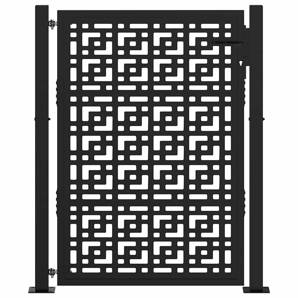 vidaXL Πύλη κήπου Μαύρη 105x130 cm Ατσάλινος σταυρός σχεδιασμού