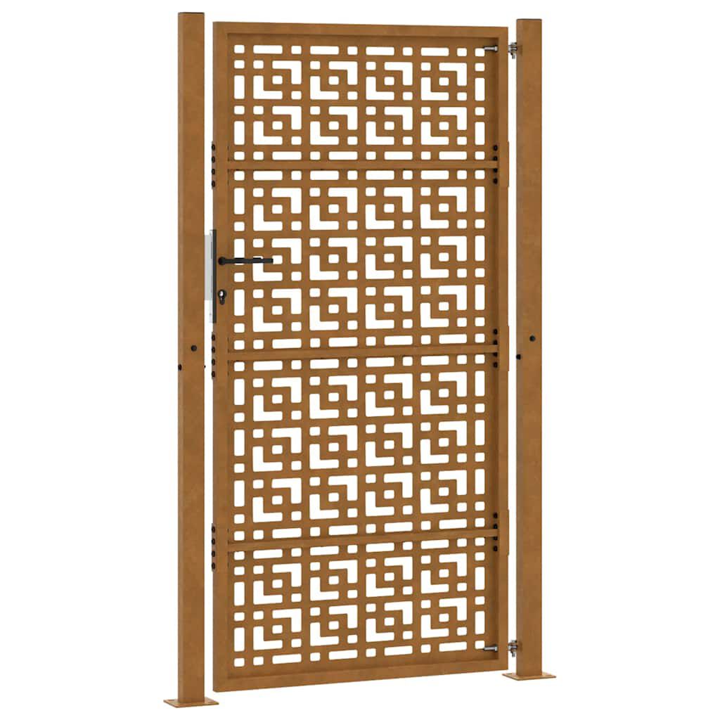 vidaXL Πύλη κήπου 105x180 cm Σταυρός σχεδιασμού από διαβρωμένο χάλυβα