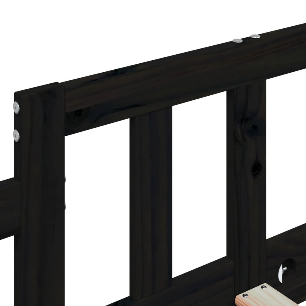 vidaXL Καναπές Κρεβάτι Μαύρος 90 x 190 εκ. από Μασίφ Ξύλο Πεύκου