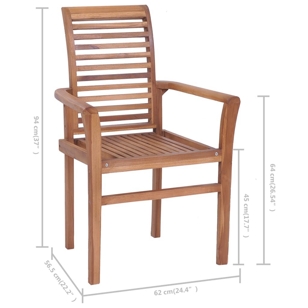 vidaXL Καρέκλες Τραπεζαρίας 2 τεμ. Μασίφ Ξύλο Teak με Taupe Μαξιλάρια